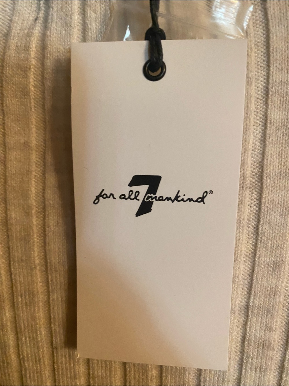 7 For All Mankind Cream Ribbed Button-Front Cardigan - Picture 5 of 6